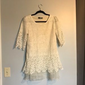 3/4 Sleeve Cream Lace Top